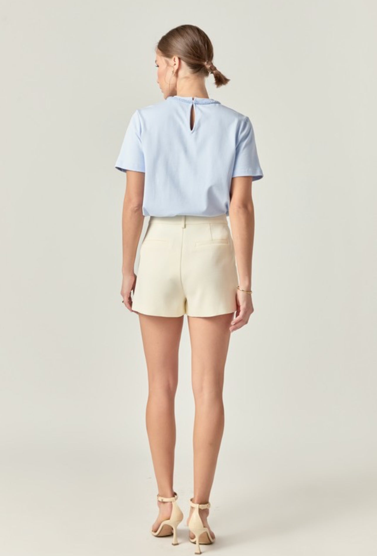The Sasha Bow Shirt in Baby Blue