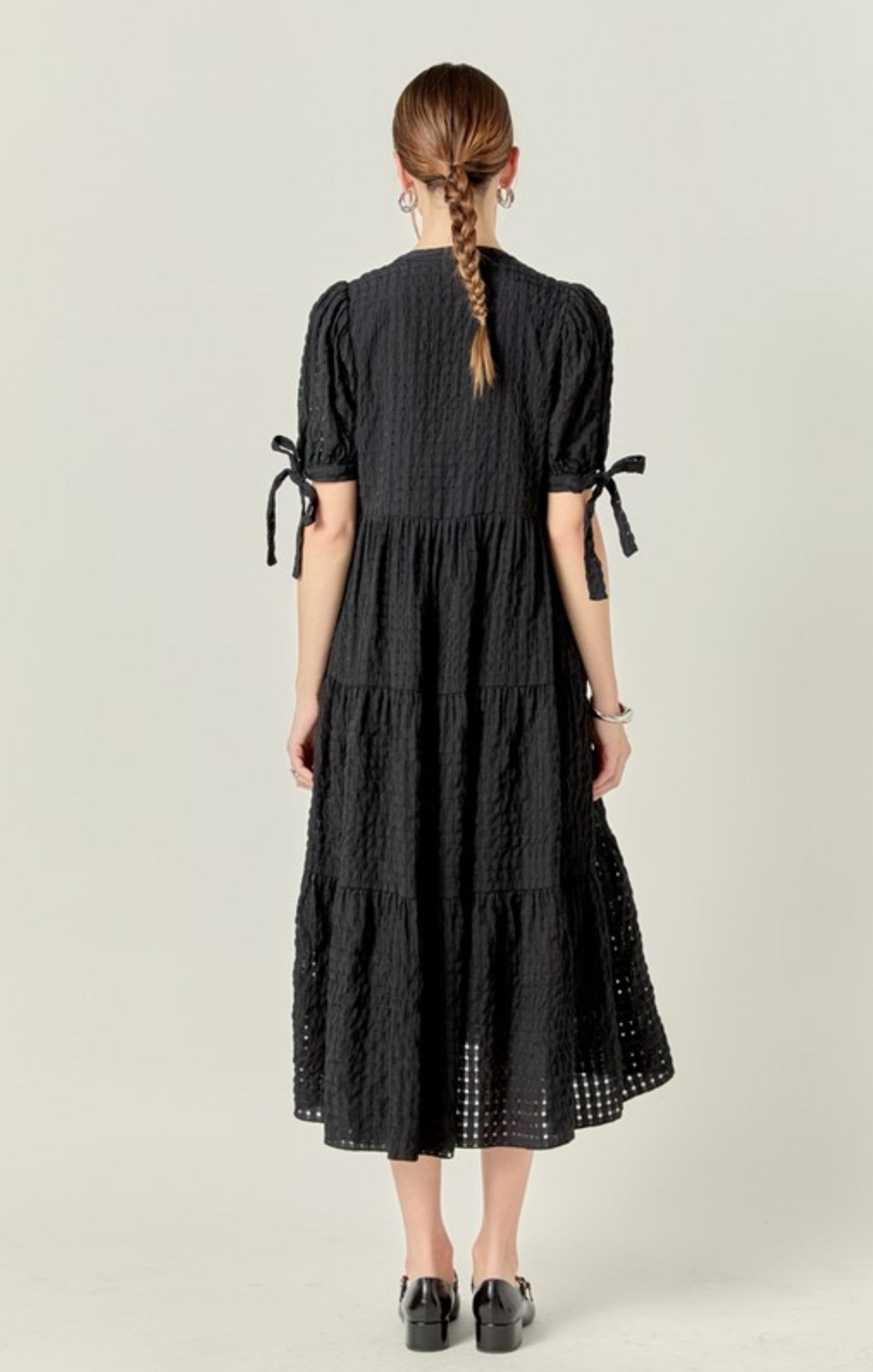 The Macy Tie Sleeve Dress in Black