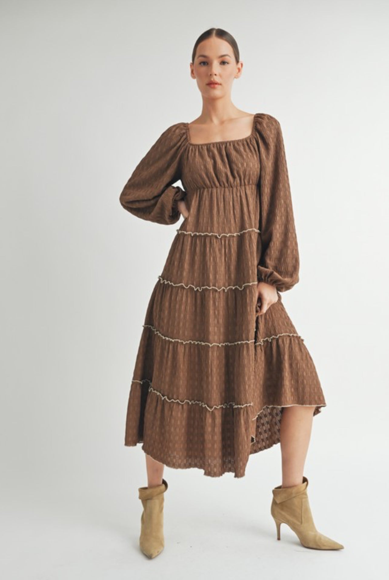 Luna Textured Midi in Brown