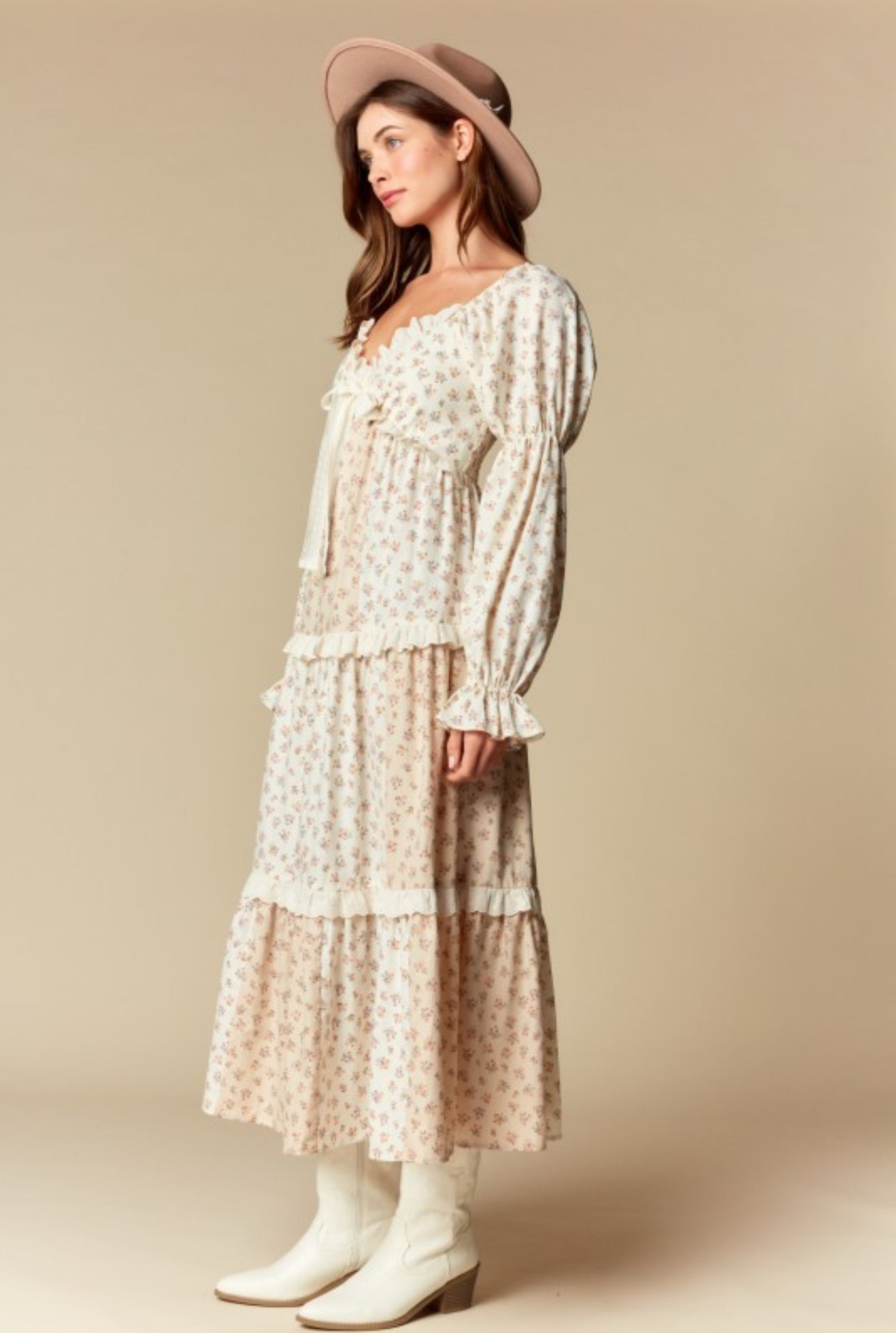 Eleanor Floral Maxi in Cream