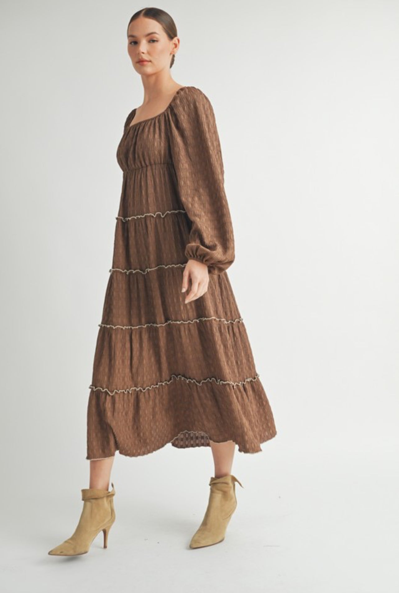 Luna Textured Midi in Brown