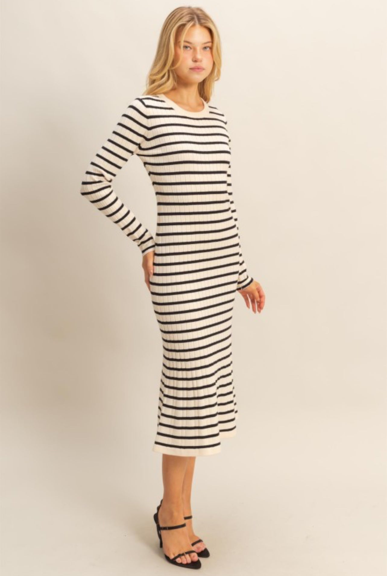 Emma in Black and Cream Stripes