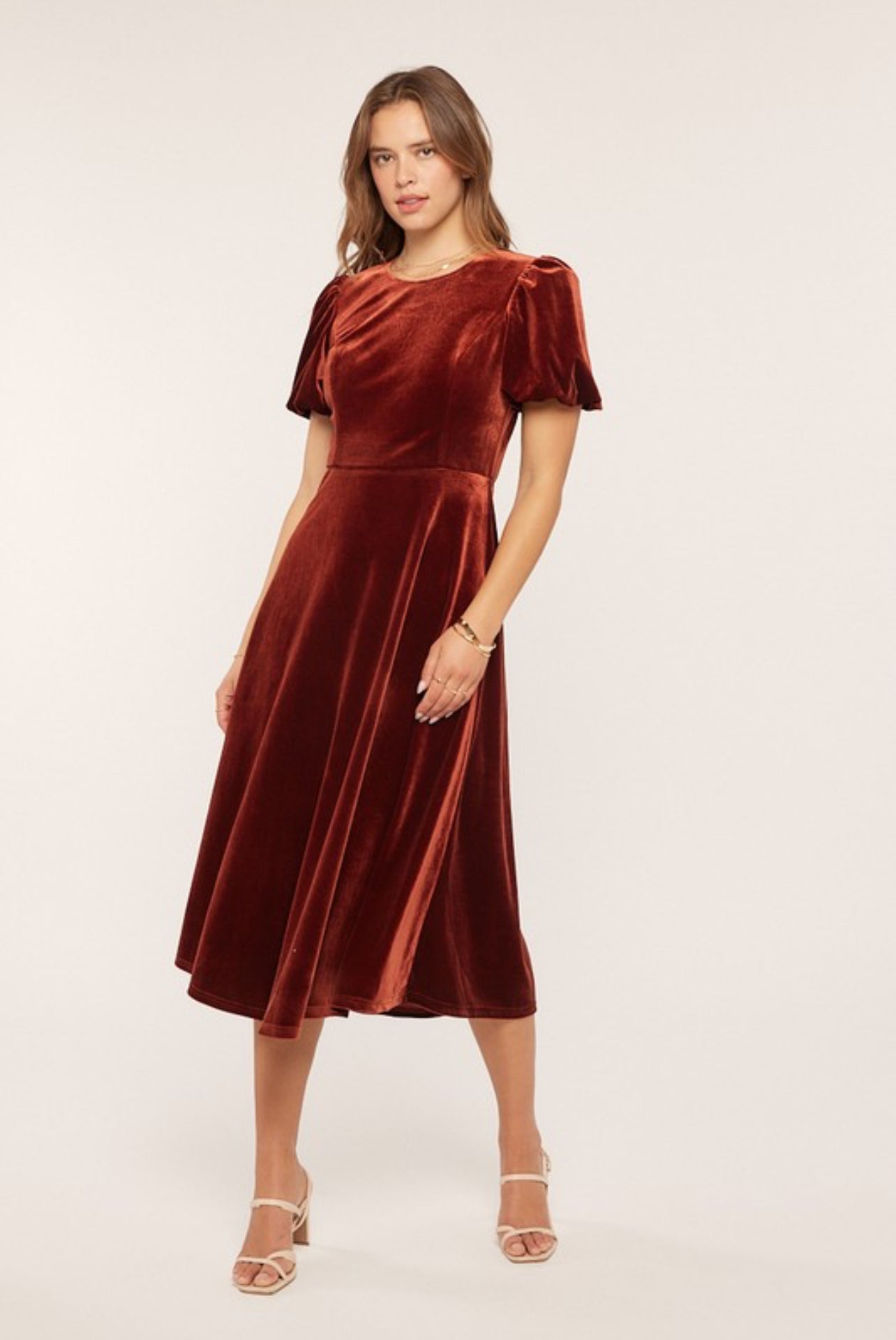 Valorie Velvet Dress in Copper
