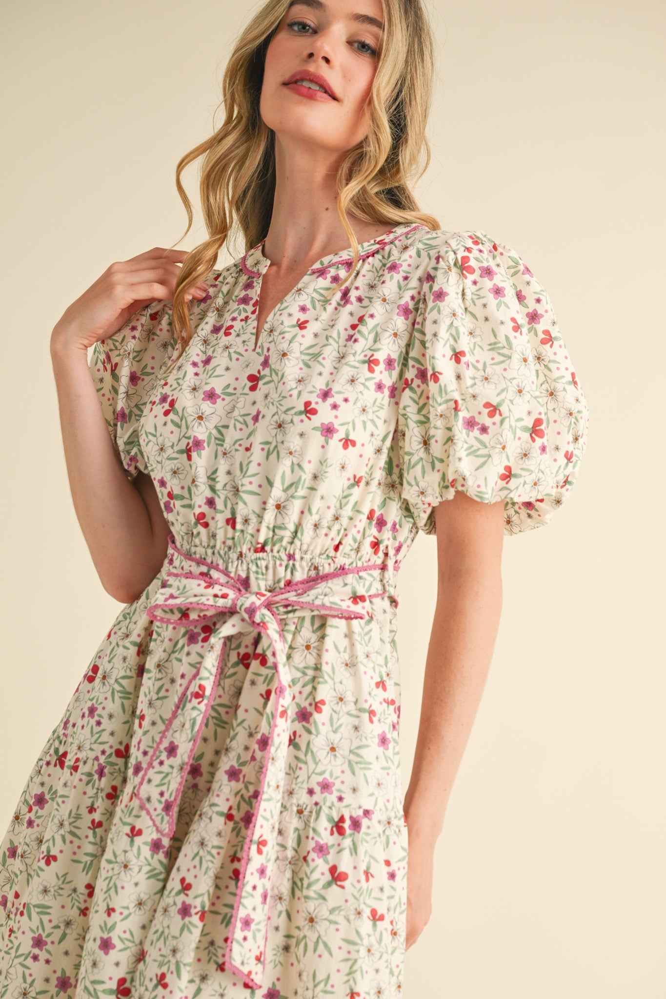 Lacey Bubble Sleeve Dress