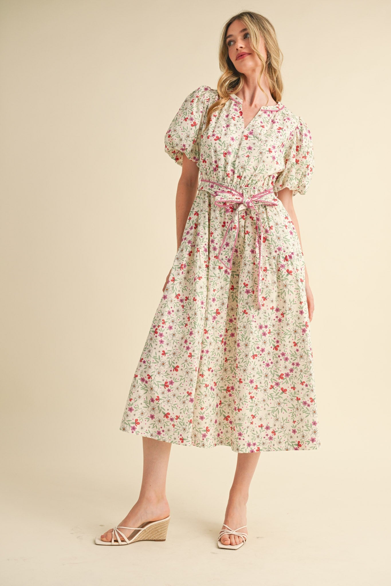 Lacey Bubble Sleeve Dress
