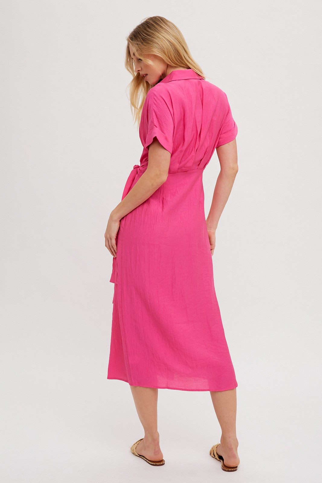 FRONT TIE WRAP MIDI DRESS