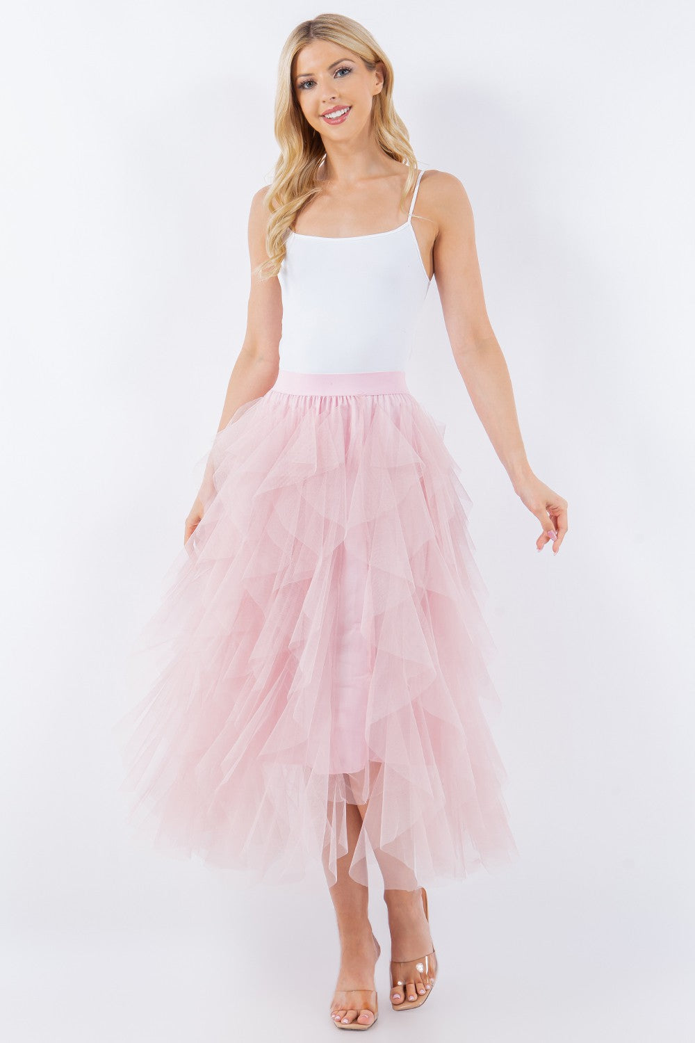 Pink Ruffle Tulle Skirt