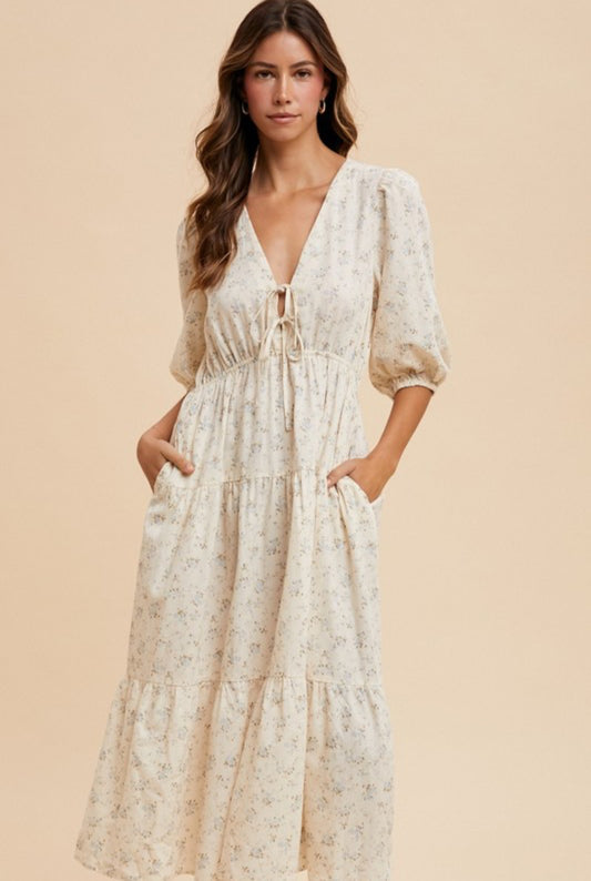 Mia Floral V-Neck Midi