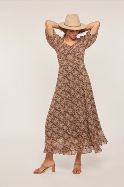 Ava Floral Maxi in Brown