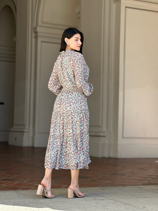 Anne Floral Long Sleeve Midi