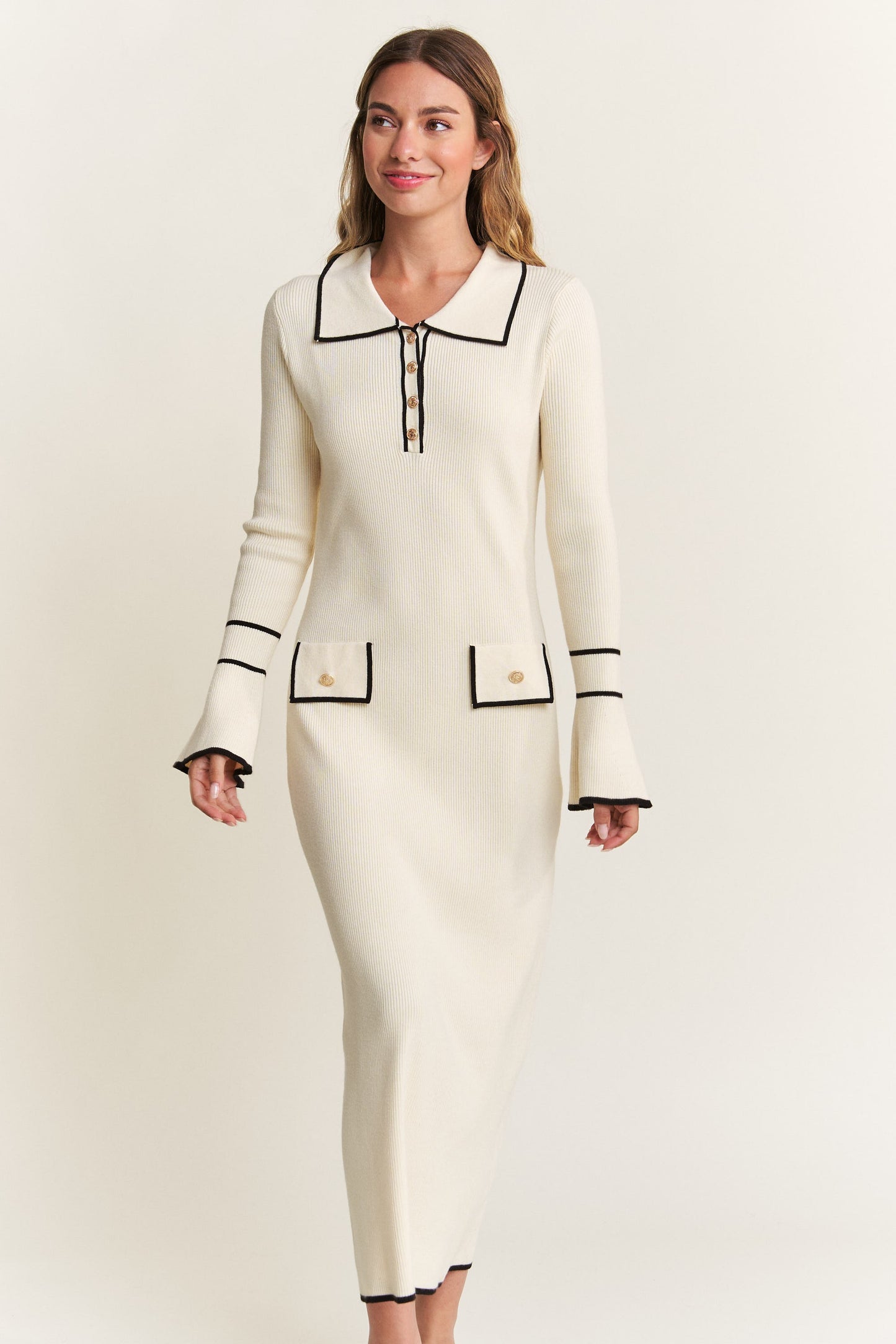 Caroline Ivory Collared Dress