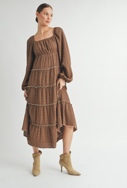 Luna Textured Midi in Brown