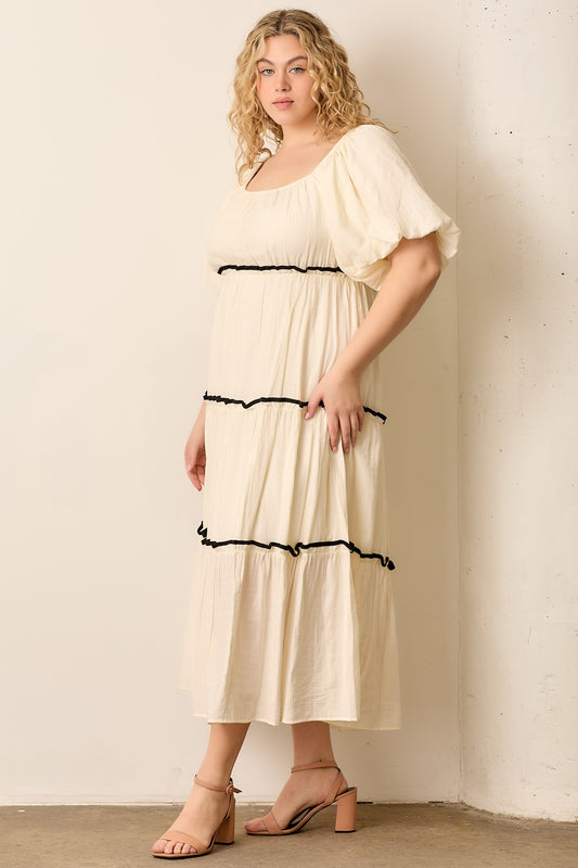 Cynthia Dress in Ivory and Black