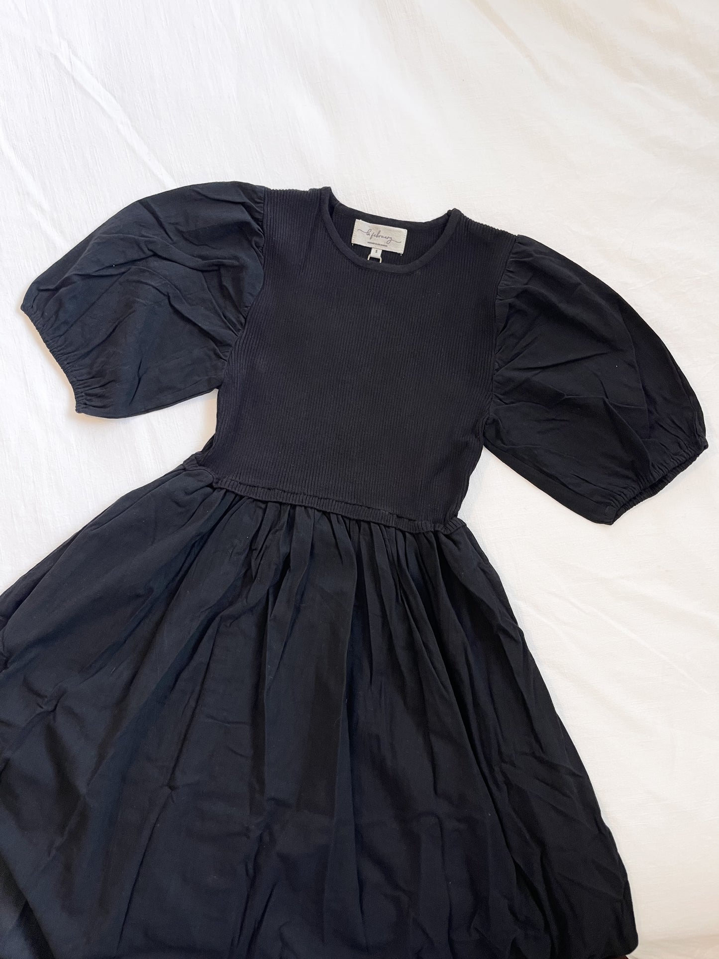 Black Mixed Media Knit Midi Dress