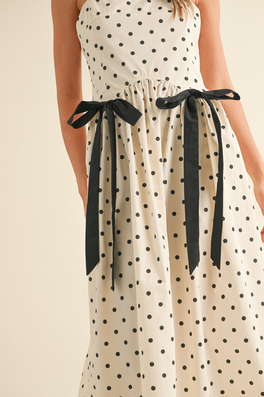 Kelsey Dot Front Bow Detail Maxi