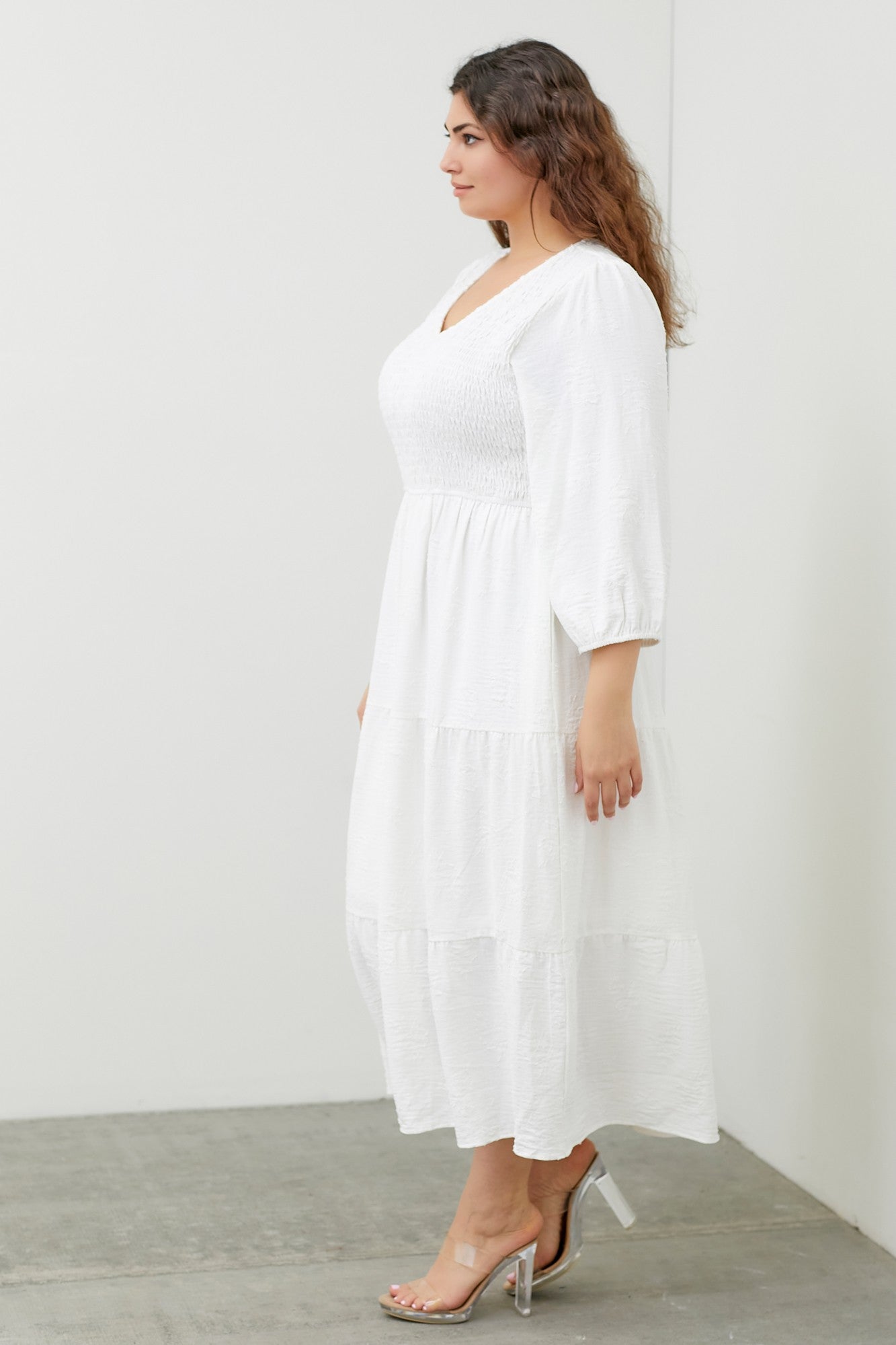 White Woven Maxi Dress Plus